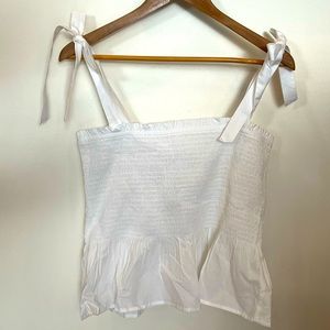 JCrew White smocked tank top
